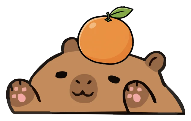 頭にみかんをのせたPaw-Pawのカピバラ
